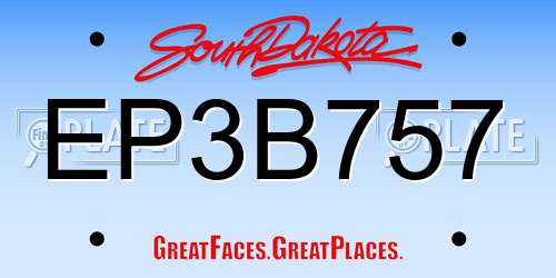 EP3B757 South Dakota License Plate