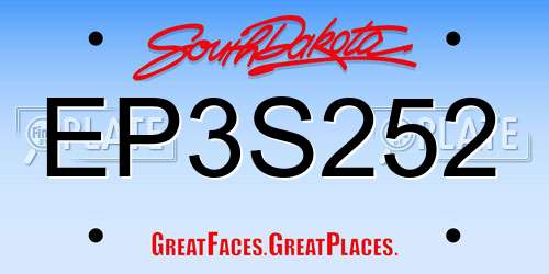 EP3S252 South Dakota License Plate