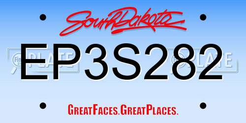 EP3S282 South Dakota License Plate