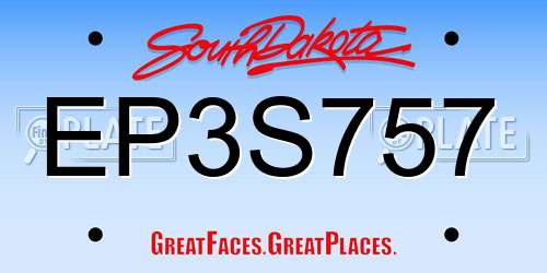 EP3S757 South Dakota License Plate