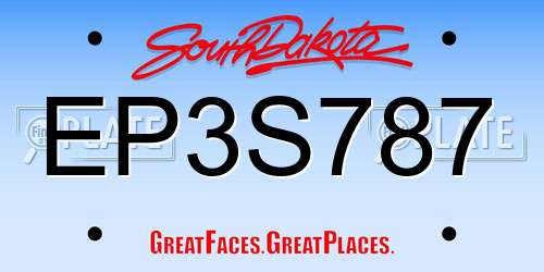 EP3S787 South Dakota License Plate
