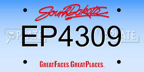 EP4309 South Dakota License Plate
