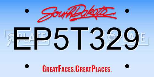 EP5T329 South Dakota License Plate