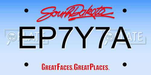 EP7Y7A South Dakota License Plate