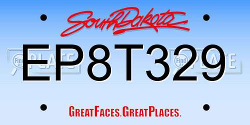EP8T329 South Dakota License Plate