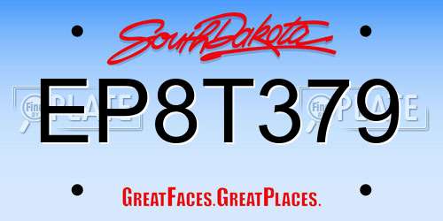 EP8T379 South Dakota License Plate