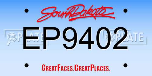 EP9402 South Dakota License Plate