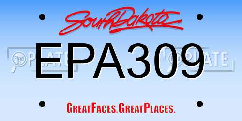 EPA309 South Dakota License Plate