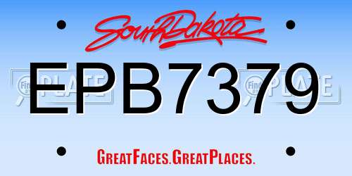 EPB7379 South Dakota License Plate