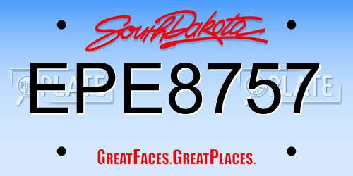 EPE8757 South Dakota License Plate