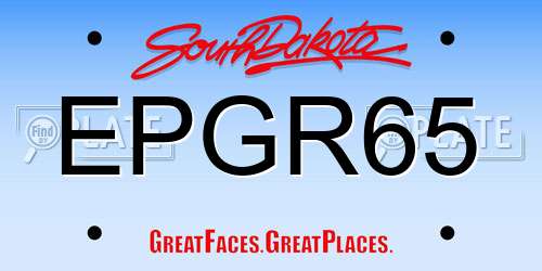 EPGR65 South Dakota License Plate