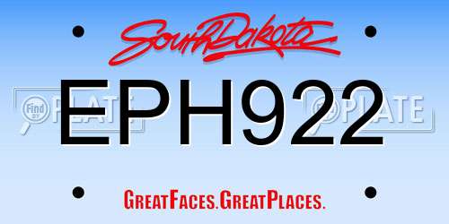EPH922 South Dakota License Plate
