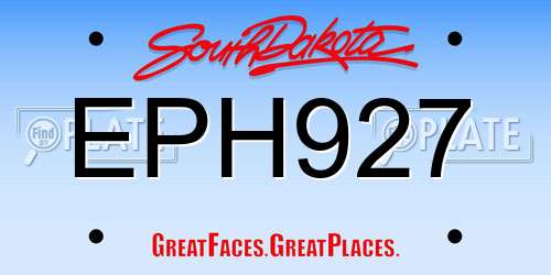 EPH927 South Dakota License Plate