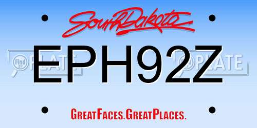 EPH92Z South Dakota License Plate