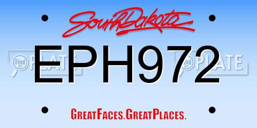EPH972 South Dakota License Plate