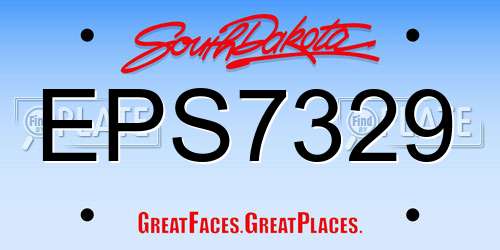 EPS7329 South Dakota License Plate