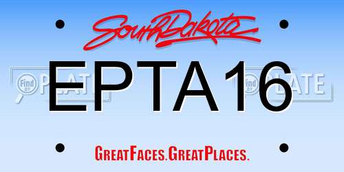 EPTA16 South Dakota License Plate