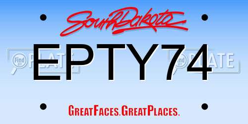 EPTY74 South Dakota License Plate