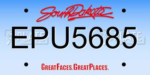 EPU5685 South Dakota License Plate