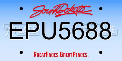 EPU5688 South Dakota License Plate