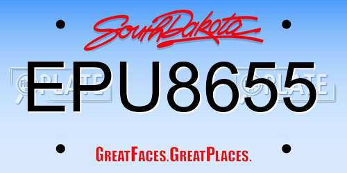 EPU8655 South Dakota License Plate