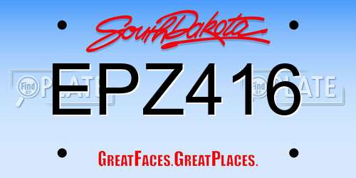EPZ416 South Dakota License Plate