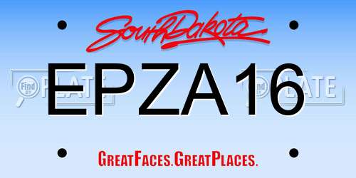 EPZA16 South Dakota License Plate