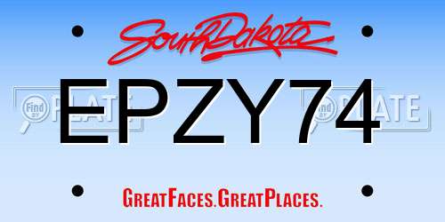 EPZY74 South Dakota License Plate