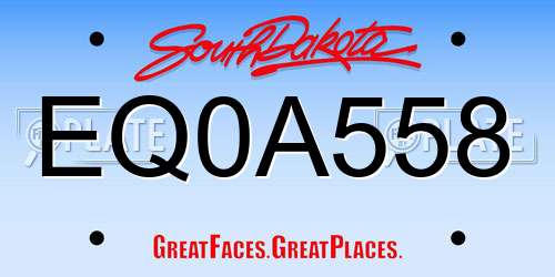 EQ0A558 South Dakota License Plate