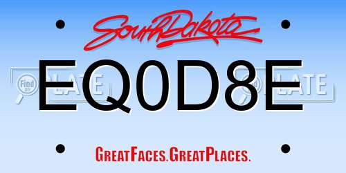 EQ0D8E South Dakota License Plate
