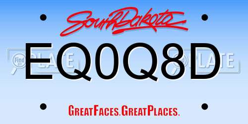 EQ0Q8D South Dakota License Plate