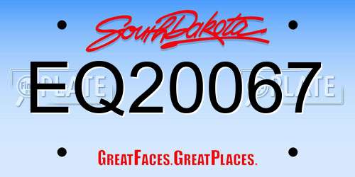 EQ20067 South Dakota License Plate