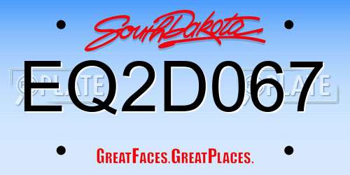 EQ2D067 South Dakota License Plate