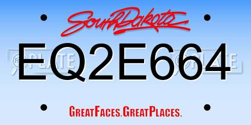 EQ2E664 South Dakota License Plate