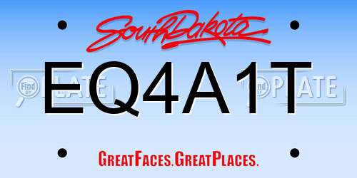 EQ4A1T South Dakota License Plate