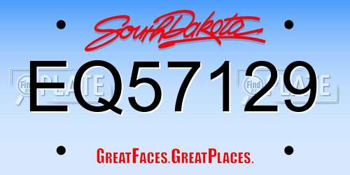 EQ57129 South Dakota License Plate