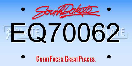 EQ70062 South Dakota License Plate