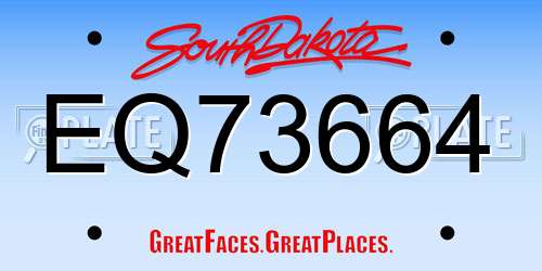 EQ73664 South Dakota License Plate