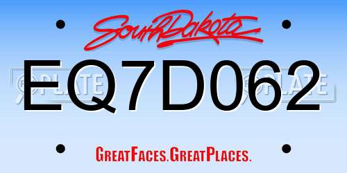 EQ7D062 South Dakota License Plate