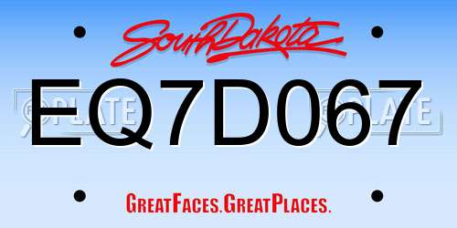 EQ7D067 South Dakota License Plate