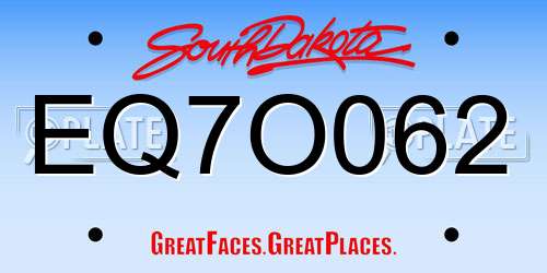 EQ7O062 South Dakota License Plate