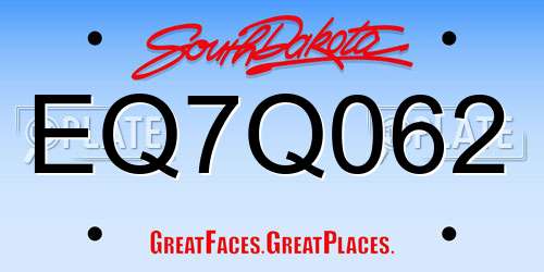 EQ7Q062 South Dakota License Plate