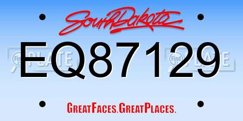 EQ87129 South Dakota License Plate