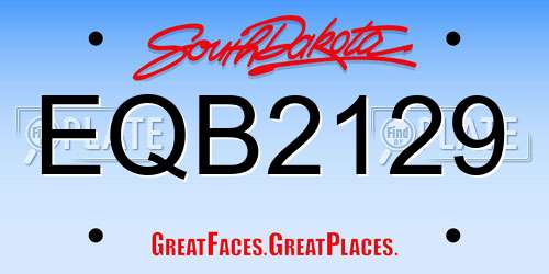 EQB2129 South Dakota License Plate