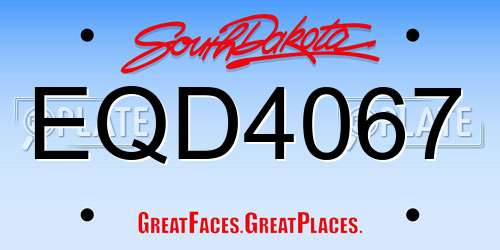 EQD4067 South Dakota License Plate