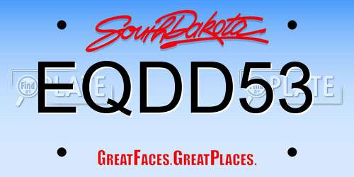 EQDD53 South Dakota License Plate