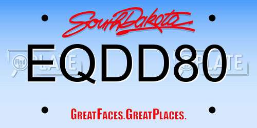 EQDD80 South Dakota License Plate