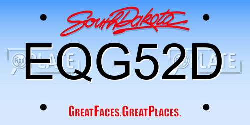 EQG52D South Dakota License Plate