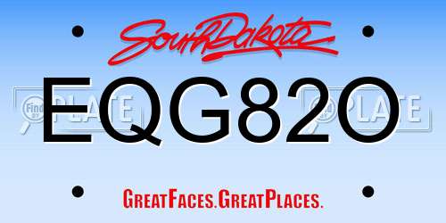 EQG82O South Dakota License Plate