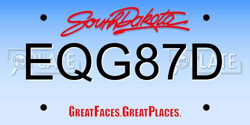 EQG87D South Dakota License Plate